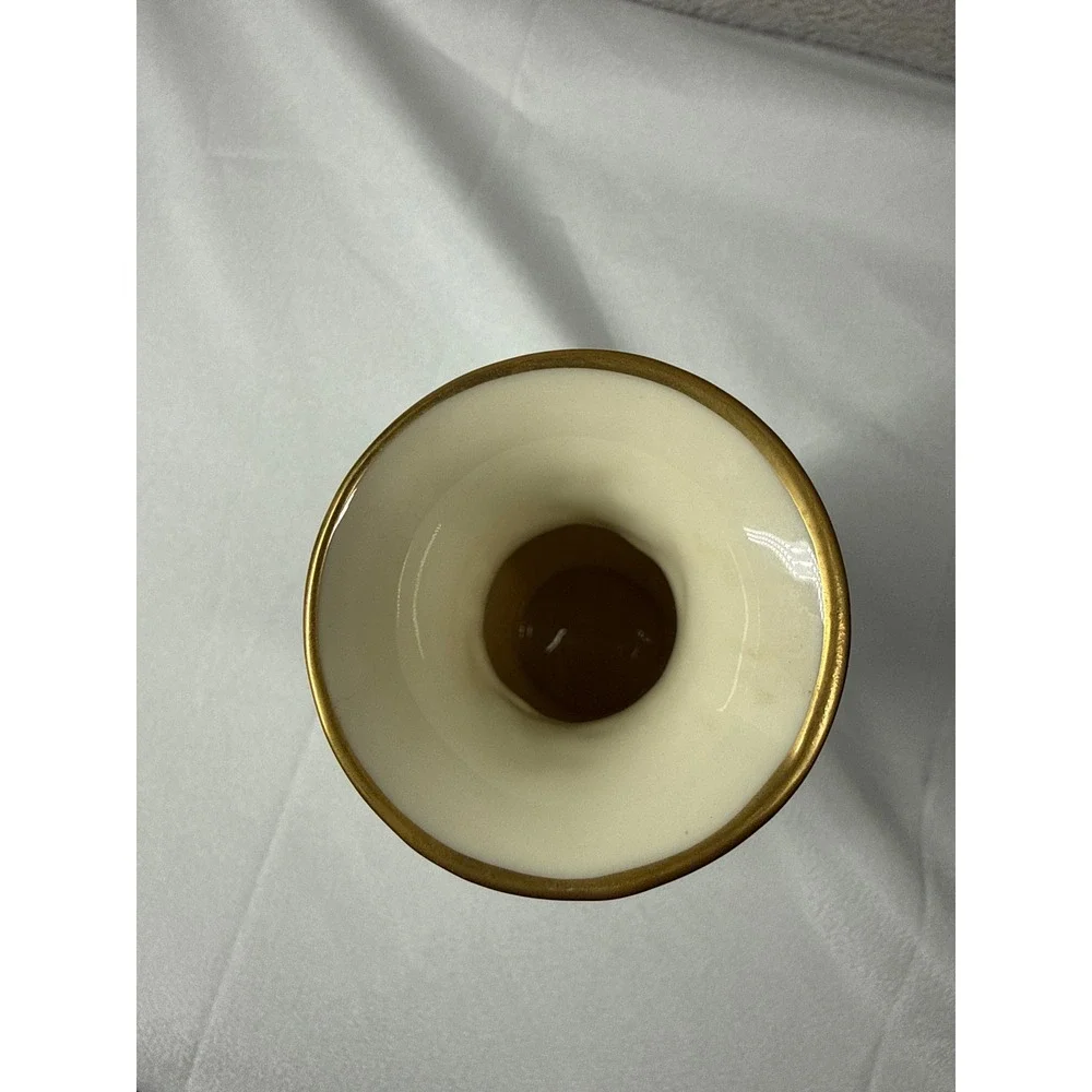 Lenox Floral Vase 6.5in Ivory 24k Gold Trim Embossed China Made in USA